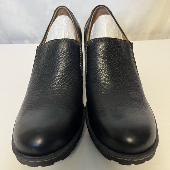 NWOT - b.o.c Leather Slide On Clog Style Shoes w. Block Heels - Black - Sz 10 - Picture 2 of 13